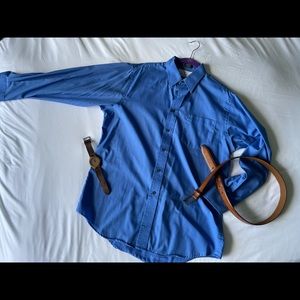 Blue dress shirt, medium, by Bill Blass